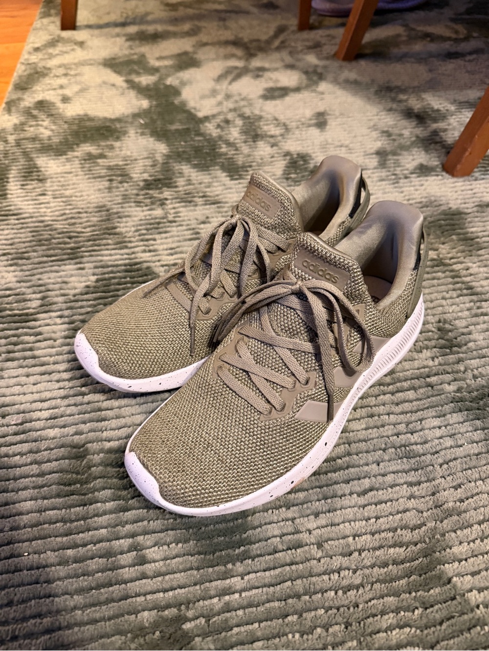 adidas Knit Sneakers in Olive/Taupe with White Sole